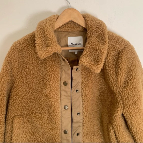 Madewell Sherpa Portland Jacket Women's Large Distant Sand Melange Crop Outdoor - Picture 4 of 9